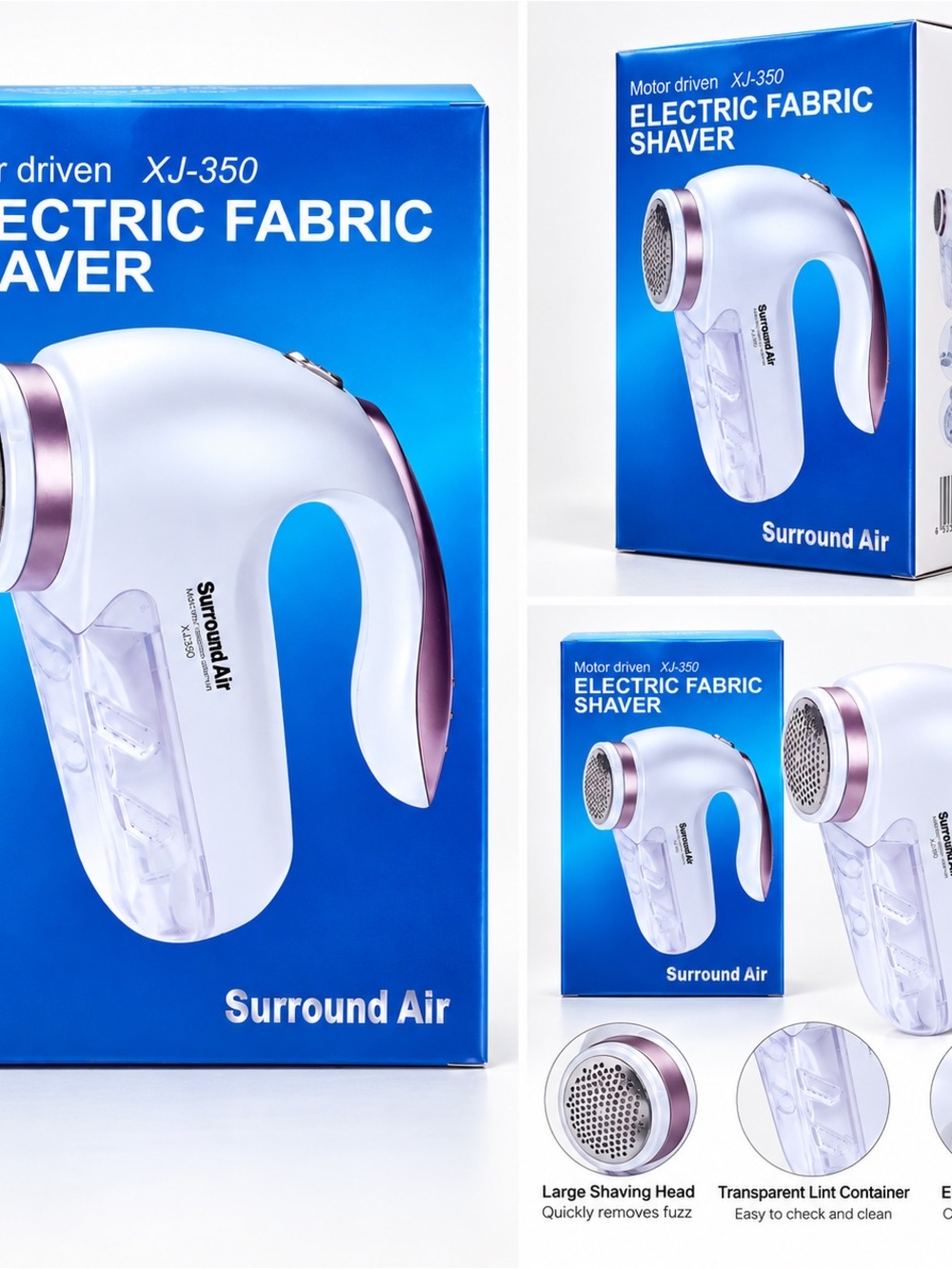 New in BOX Electric Fabric Shaver XJ-350 in White & Rose Gold - Surround Air